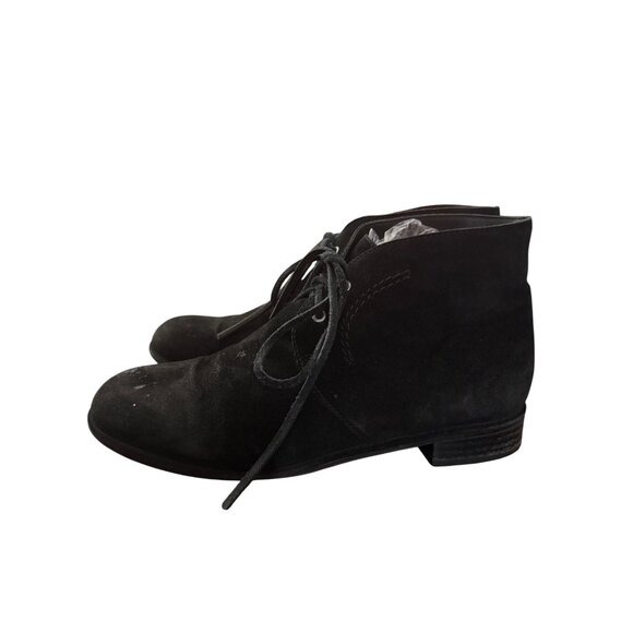 Via Spiga Womens Black Suede Ankle Booties Lace-Up Size 8M Leather Upper - Picture 10 of 12